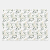 水彩フローラフラワーホワイトクリ結婚ーム ラッピングペーパーシート (正面)