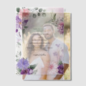 水彩フローラフランスの薄紫ラベ結婚ンダー ベラム紙招待状 (オフセット (カップル))