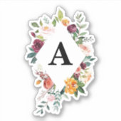 水彩フローラフレームのカスタマイズ可能イニシャル シール (正面)