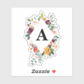 水彩フローラフレームのカスタマイズ可能イニシャル シール (シート)