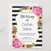 水彩フローラフレームパターン結婚式招待状 招待状 (正面)