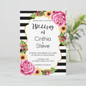 水彩フローラフレームパターン結婚式招待状 招待状 (スタンド正面)