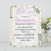 水彩フローラフレームブライダルシャワー招待 招待状 (スタンド正面)