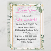 水彩フローラフレームブライダルシャワー招待 招待状 (正面/裏面)