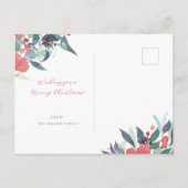 水彩フローラフレームホリデーフォトポストカード シーズンポストカード (裏面)