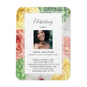 水彩フローラフレーム寿命お祝い写真 マグネット (縦)