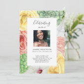 水彩フローラフレーム寿命お祝い写真  招待状 (スタンド正面)