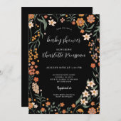 水彩フローラフレーム赤ちゃんシャワー 招待状 (正面/裏面)