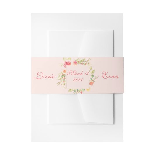 水彩フローラフレ結婚ーム 招待状ベリーバンド (正面例)