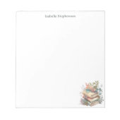 水彩フローラブックブパーソナライズされたック愛好家 ノートパッド (正面)