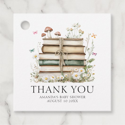 水彩フローラブックベビーシャワーありがとう フェイバータグ (正面)