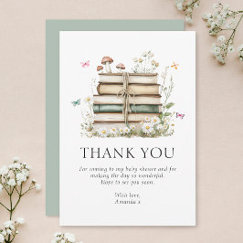 水彩フローラブックベビーシャワー サンキューカード