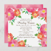 水彩フローラブライダルまたはベビーシャワー招待状 招待状 (正面/裏面)