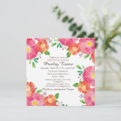 水彩フローラブライダルまたはベビーシャワー招待状 招待状 (スタンド正面)