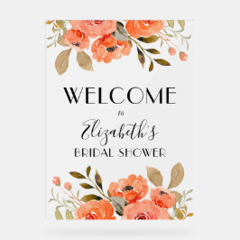 水彩フローラブライダルシャワーへようこそ アクリルサイン