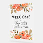 水彩フローラブライダルシャワーへようこそ アクリルサイン (傾斜)