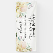 水彩フローラブライダルシャワーウェルカムサイン 横断幕 (縦)