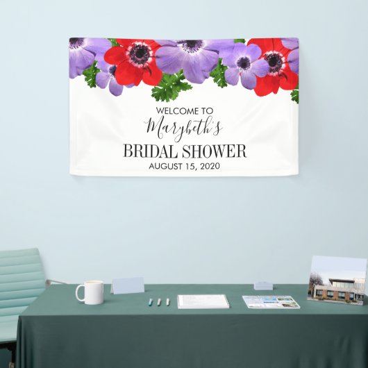 水彩フローラブライダルシャワーウェルカムバナー 横断幕 (トレードショー)