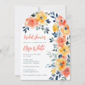 水彩フローラブライダルシャワーカスタムアーチ 招待状 (正面)