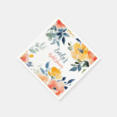 水彩フローラブライダルシャワーカスタム スタンダードカクテルナプキン (角)