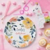 水彩フローラブライダルシャワーカスタム ペーパープレート (パーティー)