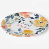 水彩フローラブライダルシャワーカスタム ペーパープレート (アングル)