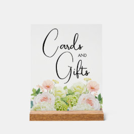 水彩フローラブライダルシャワーカードとギフト アクリルサイン