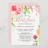 水彩フローラブライダルシャワーカード 招待状 (正面/裏面)