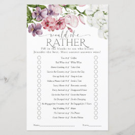 水彩フローラブライダルシャワーゲーム