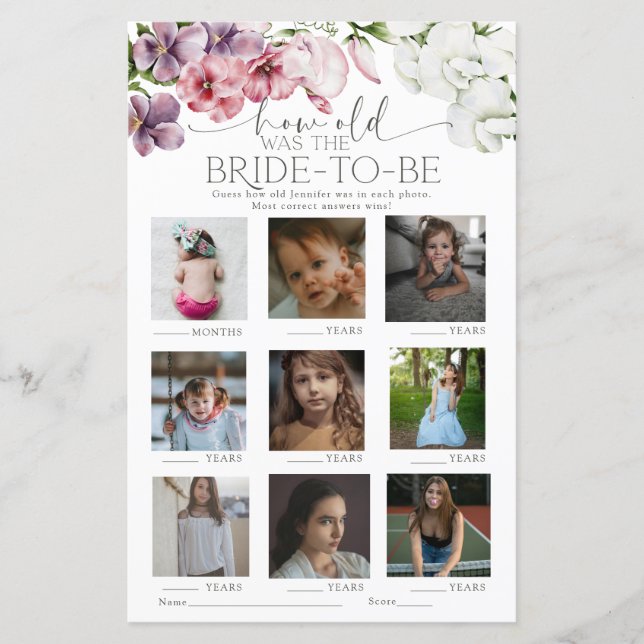 水彩フローラブライダルシャワーゲーム (正面)