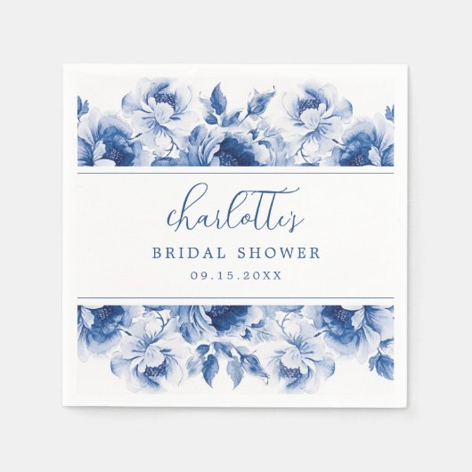 水彩フローラブライダルシャワーナプキンス スタンダードカクテルナプキン (正面)