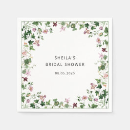 水彩フローラブライダルシャワーナプキンス スタンダードカクテルナプキン