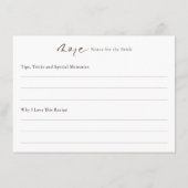 水彩フローラブライダルシャワーレシピカード エンクロージャーカード (裏面)