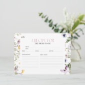 水彩フローラブライダルシャワーレシピカード 招待状 (スタンド正面)