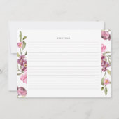 水彩フローラブライダルシャワーレシピカード 招待状 (裏面)