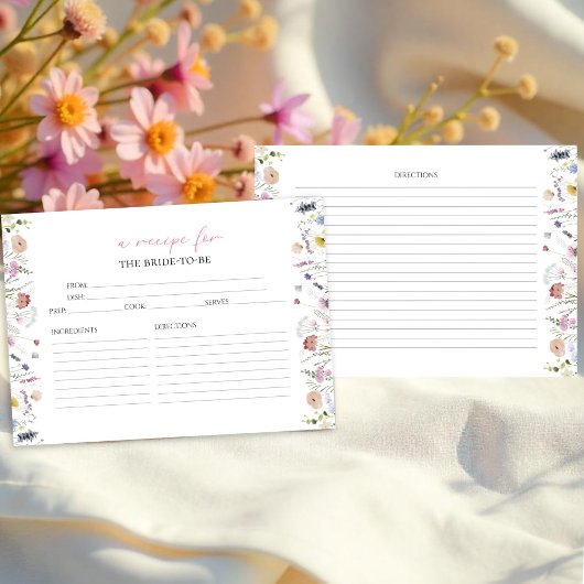 水彩フローラブライダルシャワーレシピカード 招待状