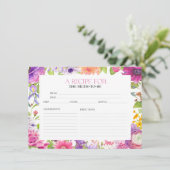 水彩フローラブライダルシャワーレシピカード 招待状 (スタンド正面)