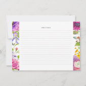 水彩フローラブライダルシャワーレシピカード 招待状 (裏面)