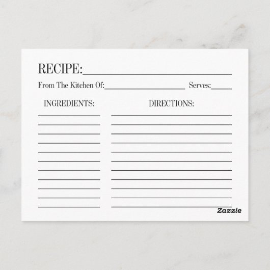 水彩フローラブライダルシャワーレシピ葉書 ポストカード (裏面)