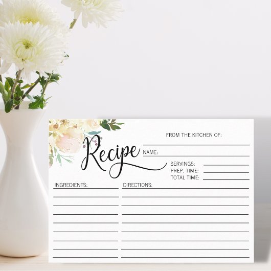 水彩フローラブライダルシャワーレシピ エンクロージャーカード