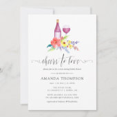 水彩フローラブライダルシャワーワインテイスティング 招待状 (正面)