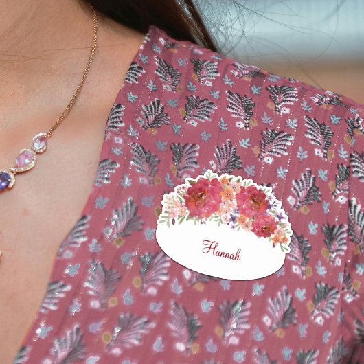 水彩フローラブライダルシャワー名タグ シール