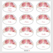 水彩フローラブライダルシャワー名タグ シール (シート)