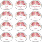 水彩フローラブライダルシャワー名タグ シール (正面)