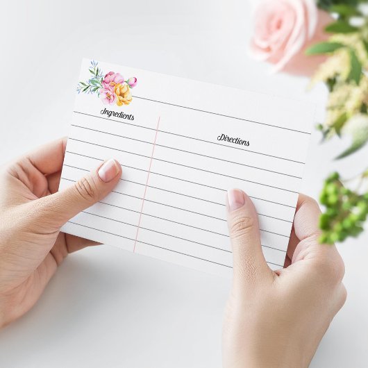 水彩フローラブライダルシャワー大型レシピカード