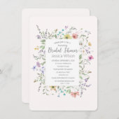 水彩フローラブライダルシャワー招待 招待状 (正面/裏面)