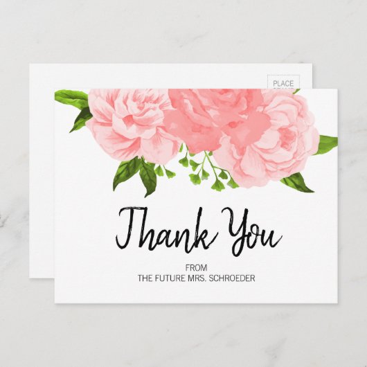 水彩フローラブライダルシャワー有難はがき ポストカード (正面/裏面)