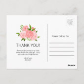 水彩フローラブライダルシャワー有難はがき ポストカード (裏面)