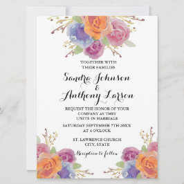 水彩フローラブライト結婚式招待状 招待状