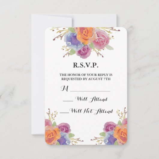 水彩フローラブライトR.S.V.P. 出欠カード (正面)